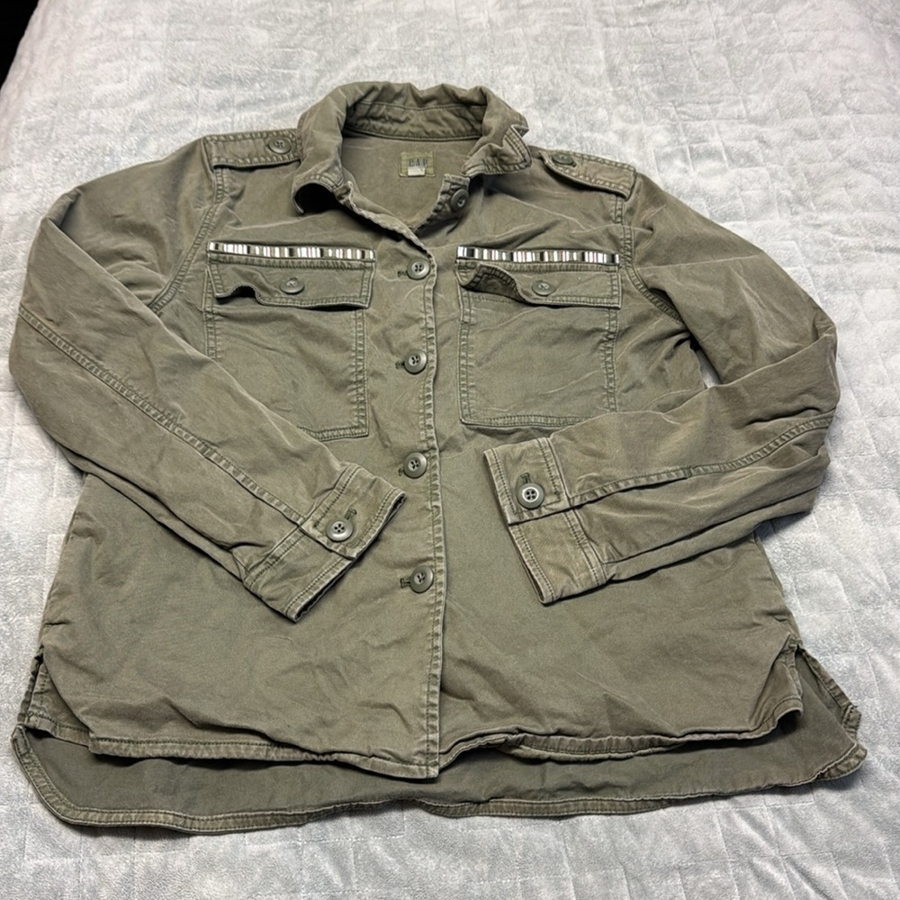 Gap Button Down Shirt, Utility Jacket, Olive Gree… - image 1